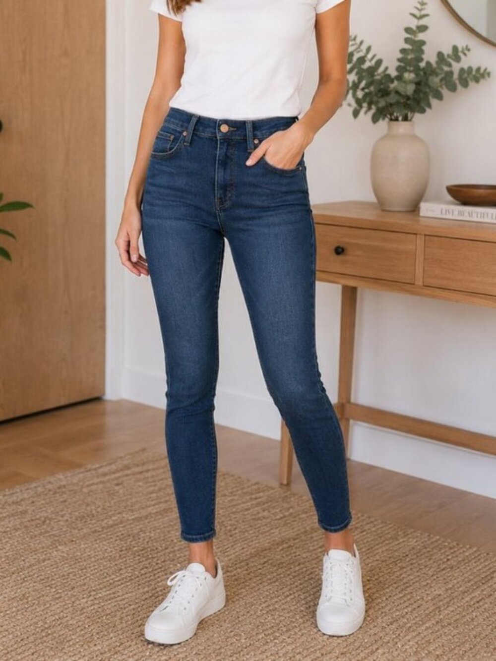 Madewell  Womens 10” High Rise Skinny Mom Jean Sz 33 Dark indigo wash